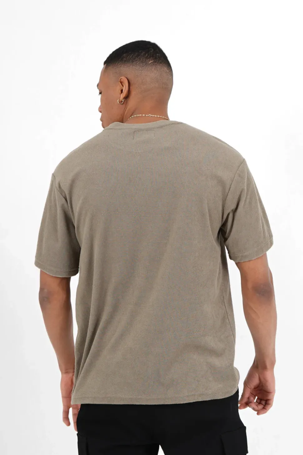T-Shirt Tissu Bouclette Vert Kaki