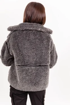 Veste Aviateur Sherpa Gris Fonce