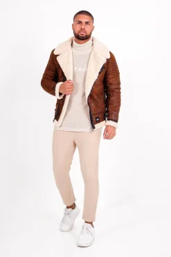Veste Aviateur Sherpa Marron