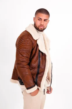 Veste Aviateur Sherpa Marron