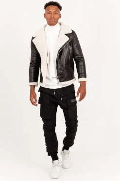 Veste Aviateur Sherpa Zips Noir