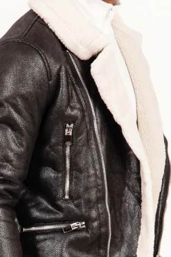 Veste Aviateur Sherpa Zips Noir