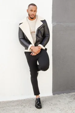 Veste Aviateur Sherpa Zips Noir