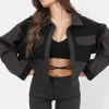 Veste Bicolore Courte Noir
