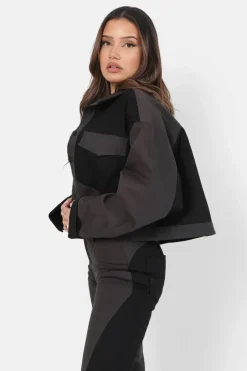 Veste Bicolore Courte Noir
