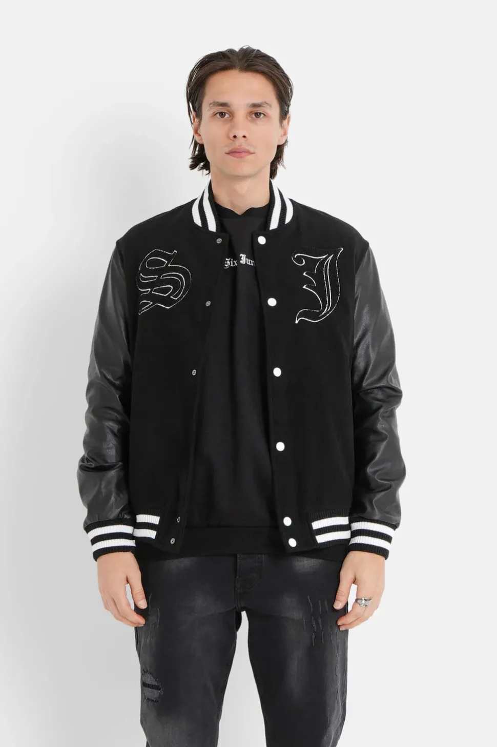 Veste Bi-Matiere Squelette Noir