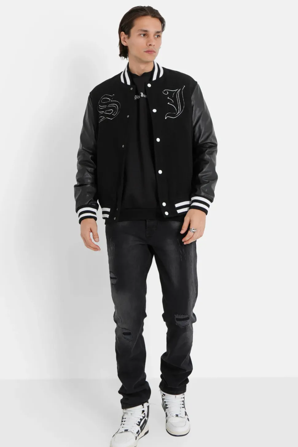 Veste Bi-Matiere Squelette Noir