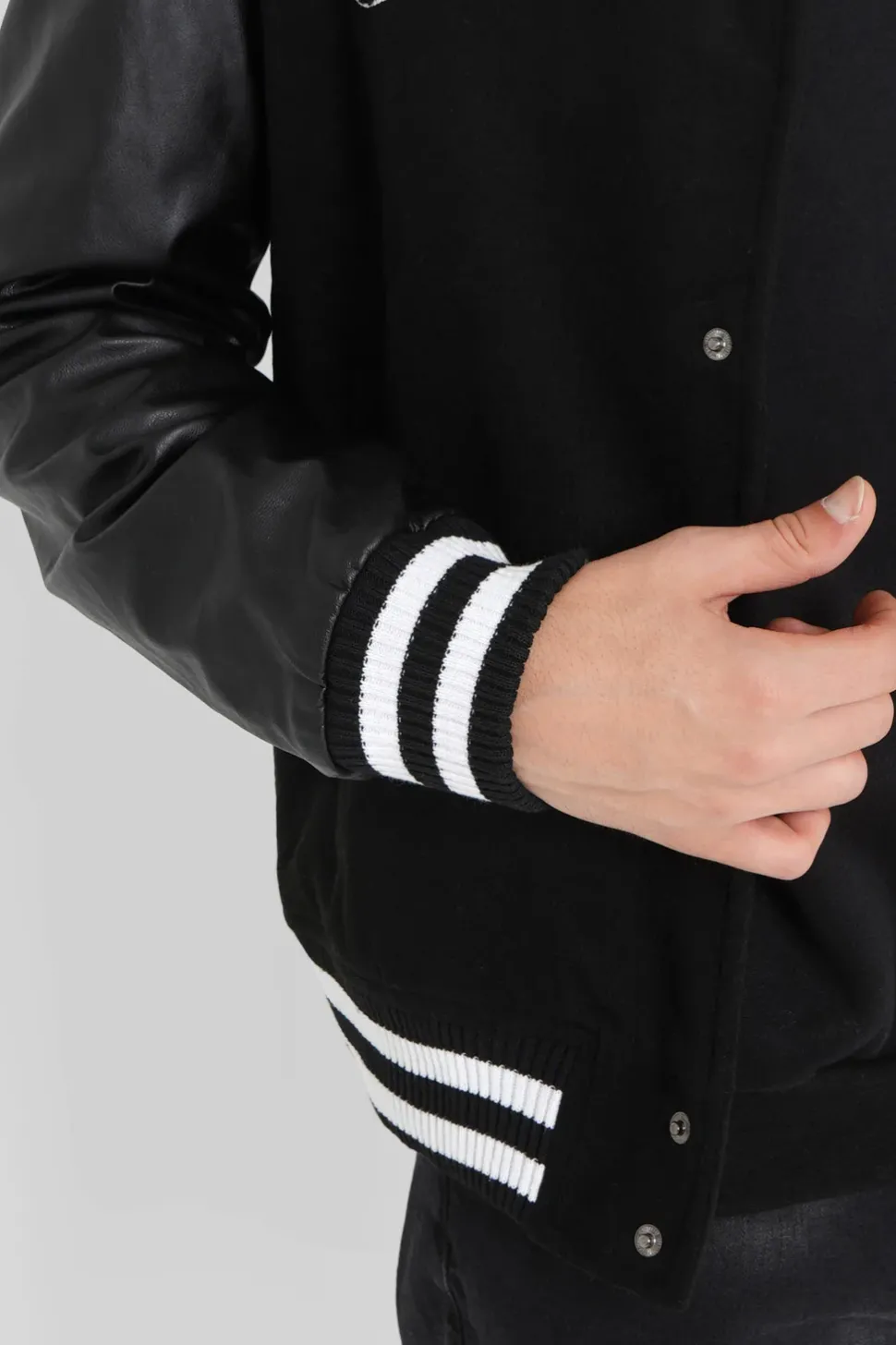 Veste Bi-Matiere Squelette Noir