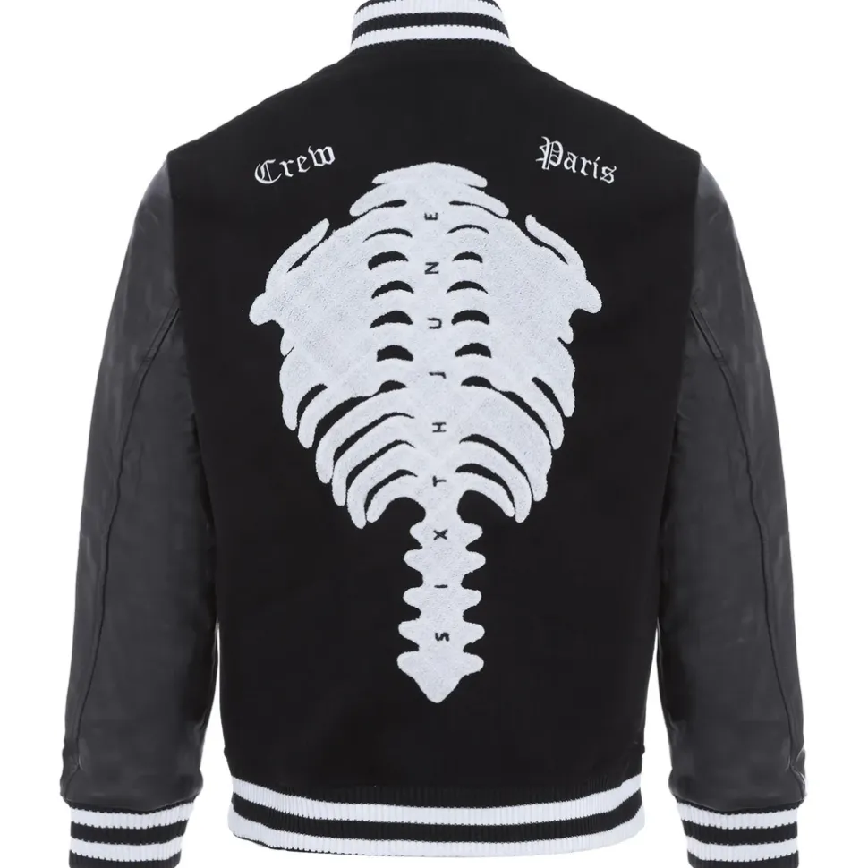 Veste Bi-Matiere Squelette Noir
