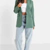 Veste Blazer Broderie Vert Kaki