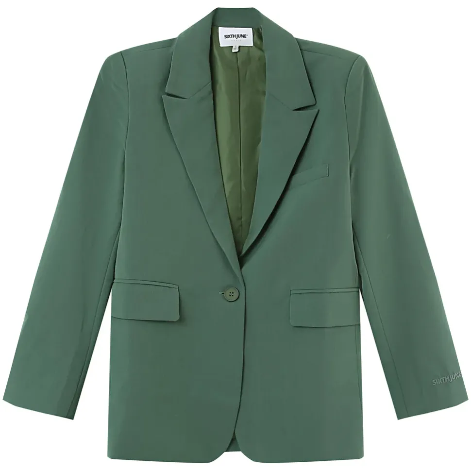 Veste Blazer Broderie Vert Kaki