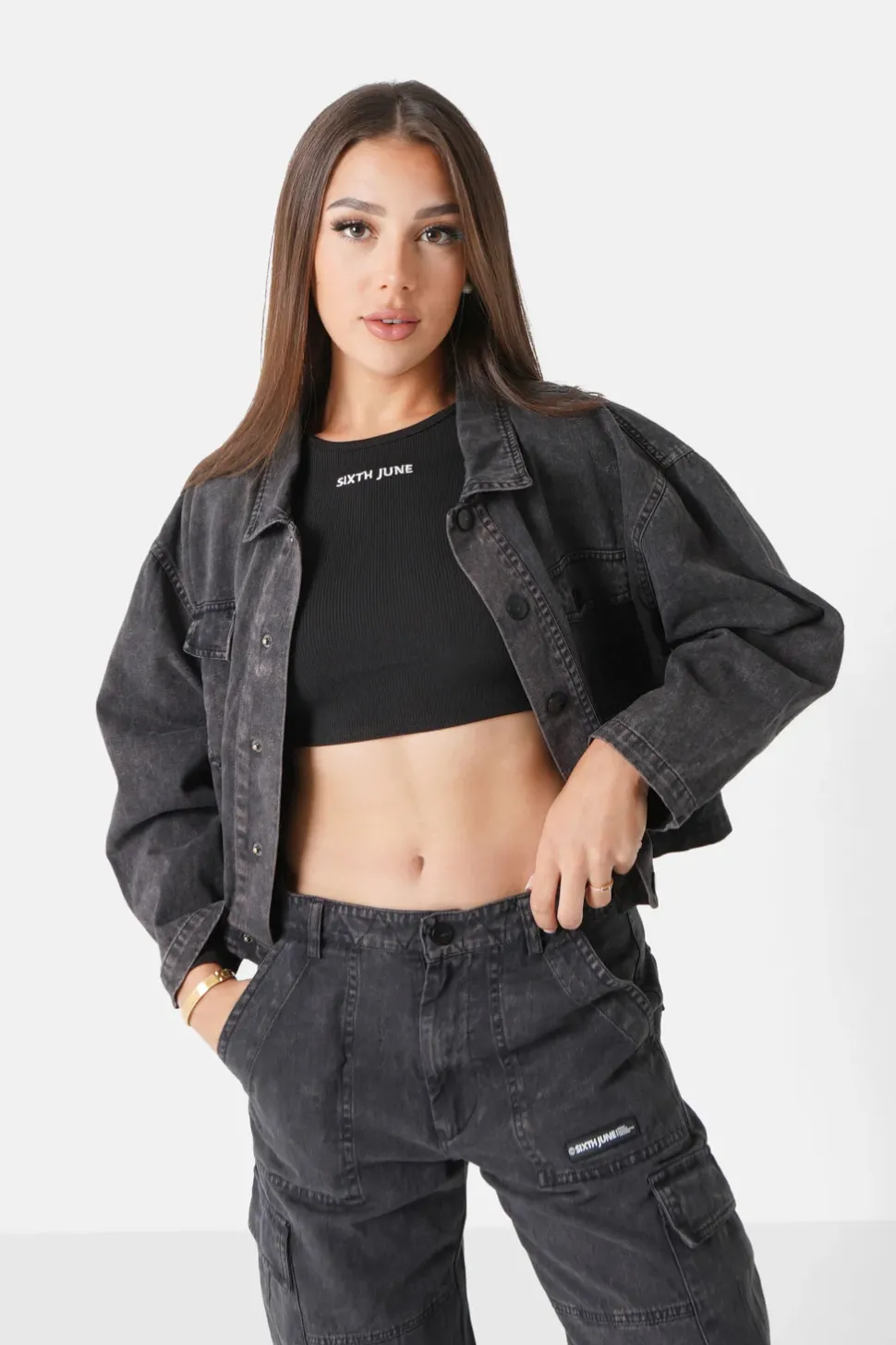 Veste Delavee Poches Noir