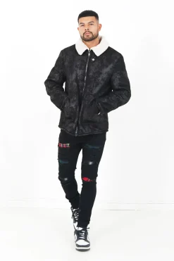 Veste Fausse Peau Mouton Noir