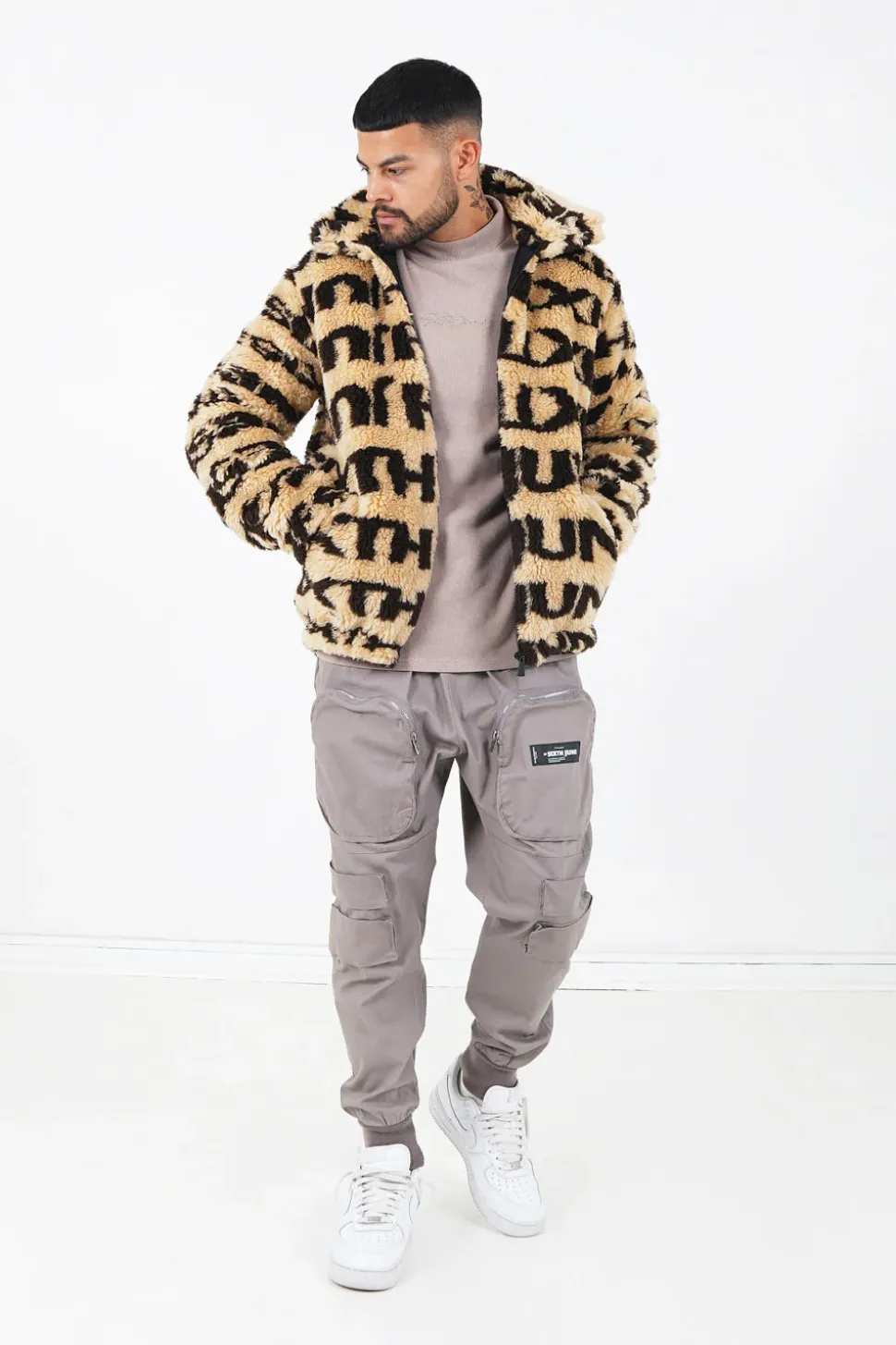Veste Fourrure Logo Beige