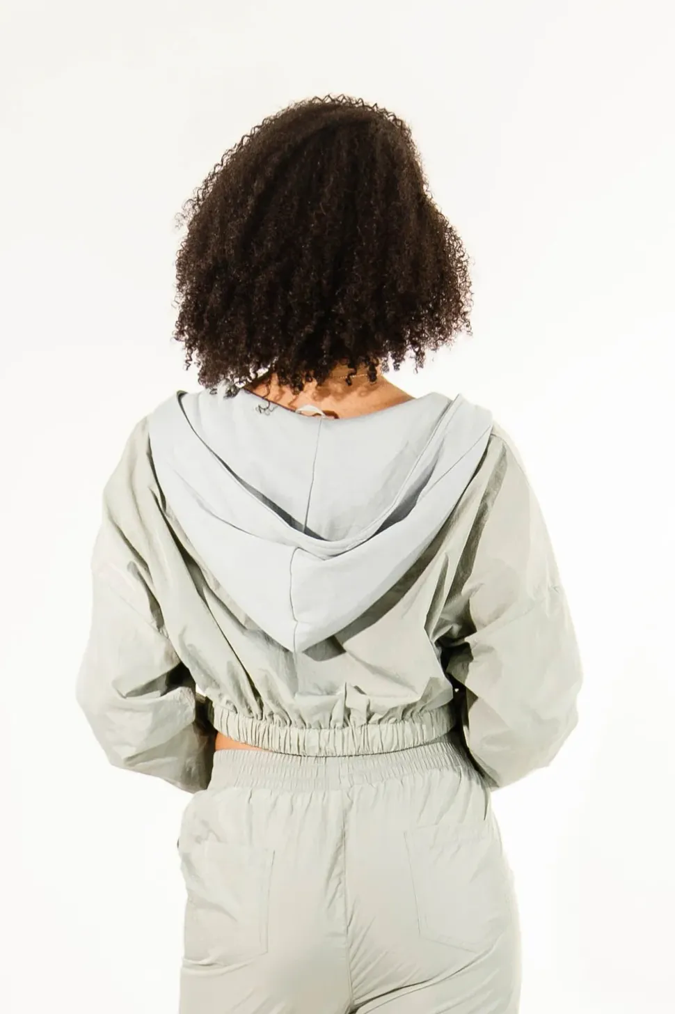 Veste Jogging Nylon Capuche Vert Clair