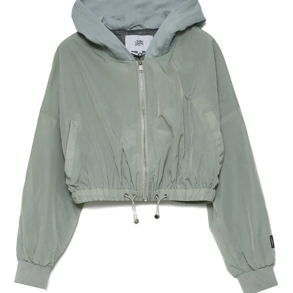 Veste Jogging Nylon Capuche Vert Clair