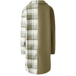 Veste Longue Duveteuse Carreaux Vert