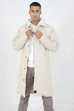 Veste Longue Jean Doublee Beige