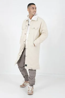 Veste Longue Jean Doublee Beige