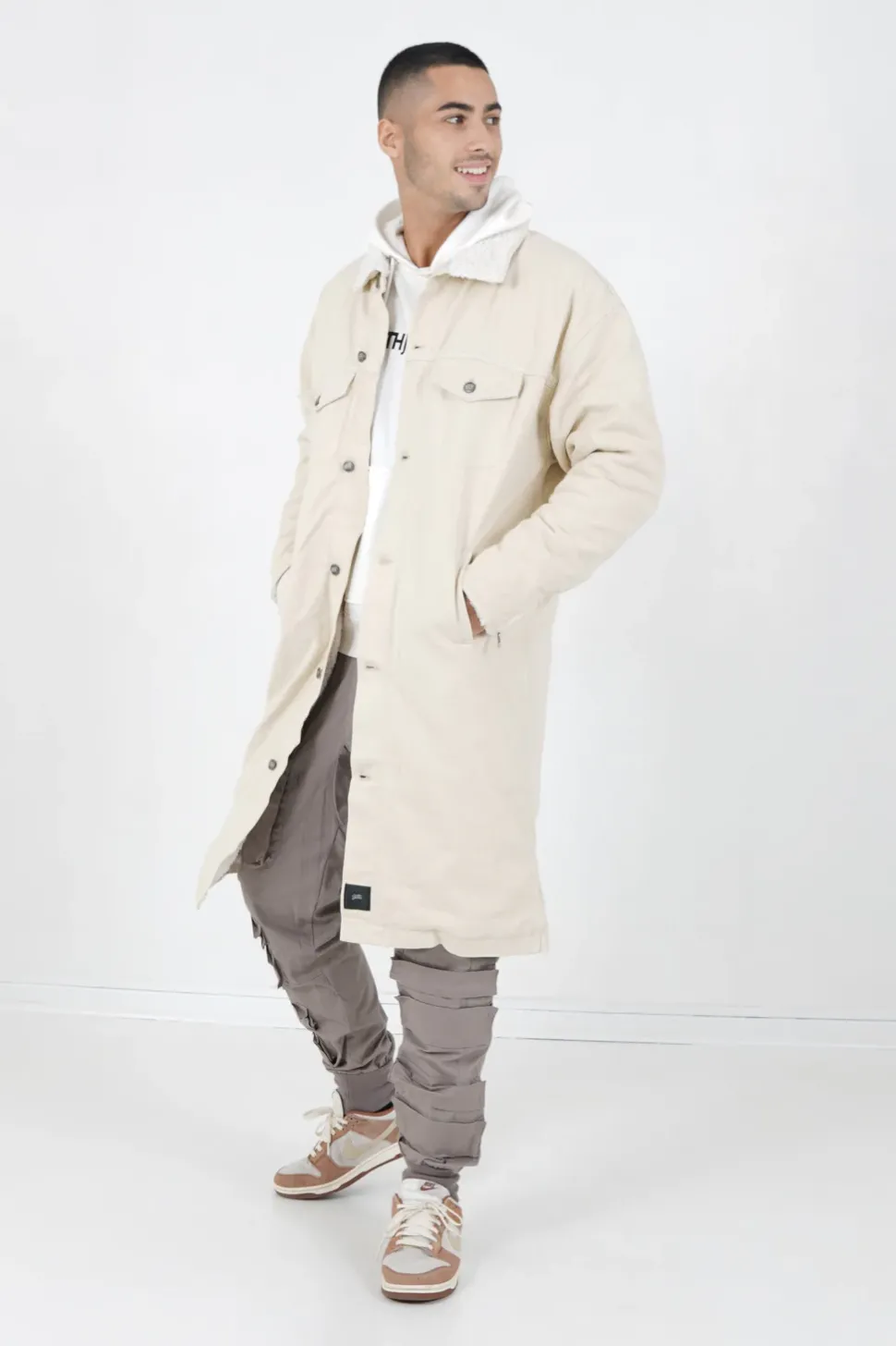 Veste Longue Jean Doublee Beige