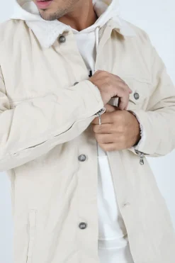 Veste Longue Jean Doublee Beige