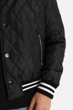 Veste Matelassee Broderie Noir
