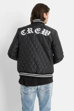 Veste Matelassee Broderie Noir