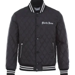 Veste Matelassee Broderie Noir