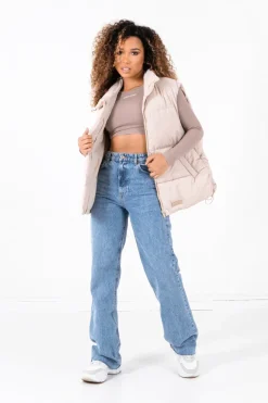 Veste Matelassee Sans Manches Beige