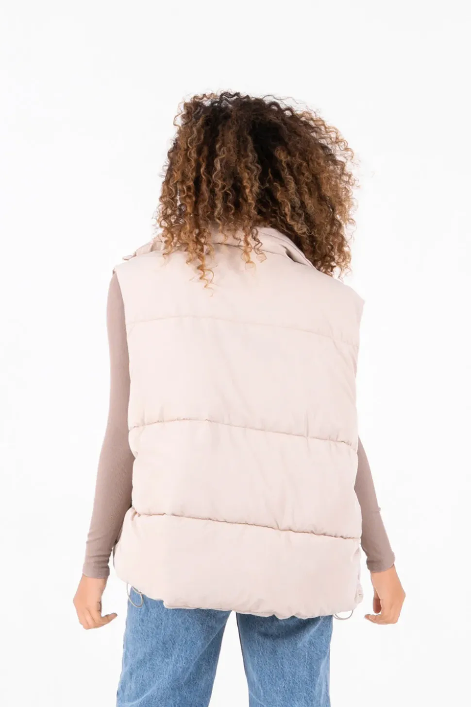 Veste Matelassee Sans Manches Beige