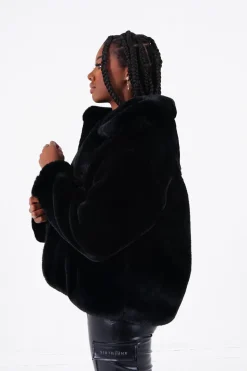 Veste Oversize Fourrure Noir