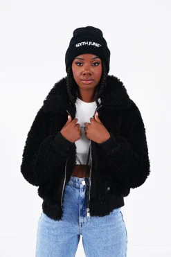 Veste Peau Mouton Courte Noir