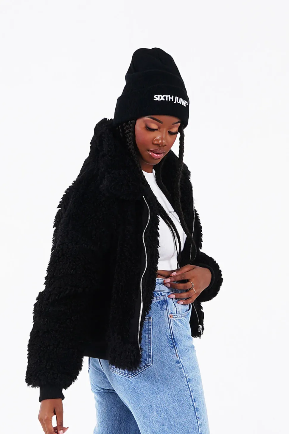 Veste Peau Mouton Courte Noir