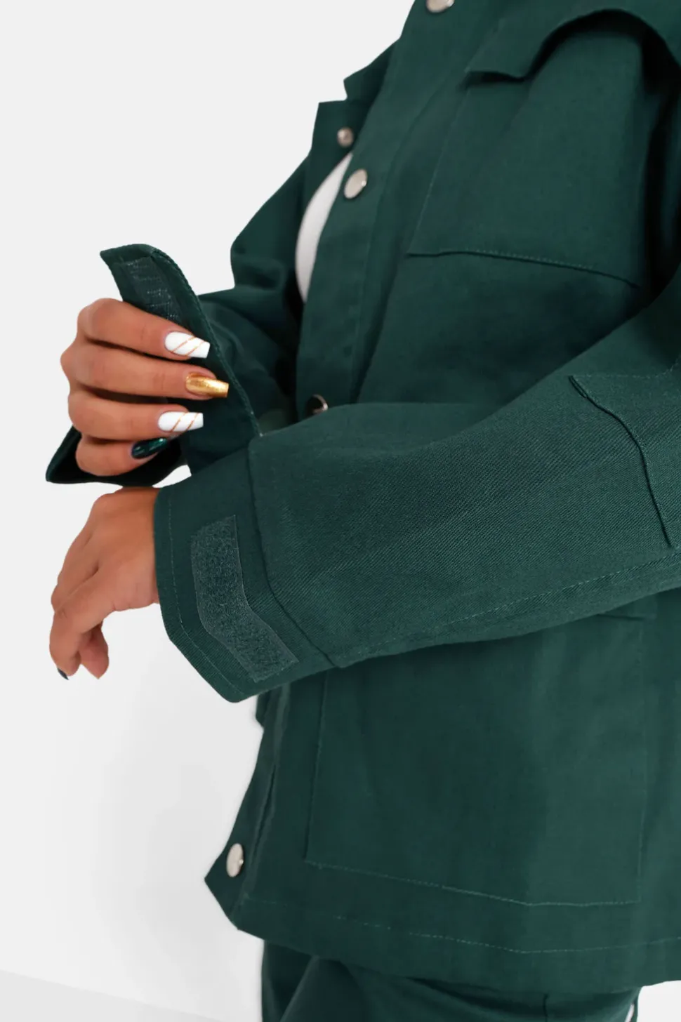Veste Poches Cargo Vert Fonce