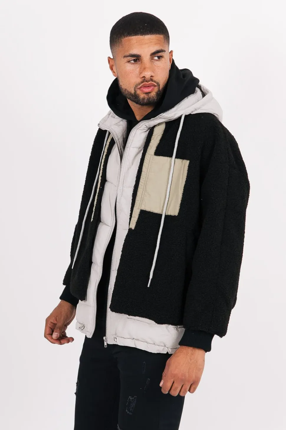 Veste Polaire Bi Matiere Noir