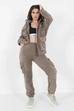 Veste Polaire Oversize Beige Fonce