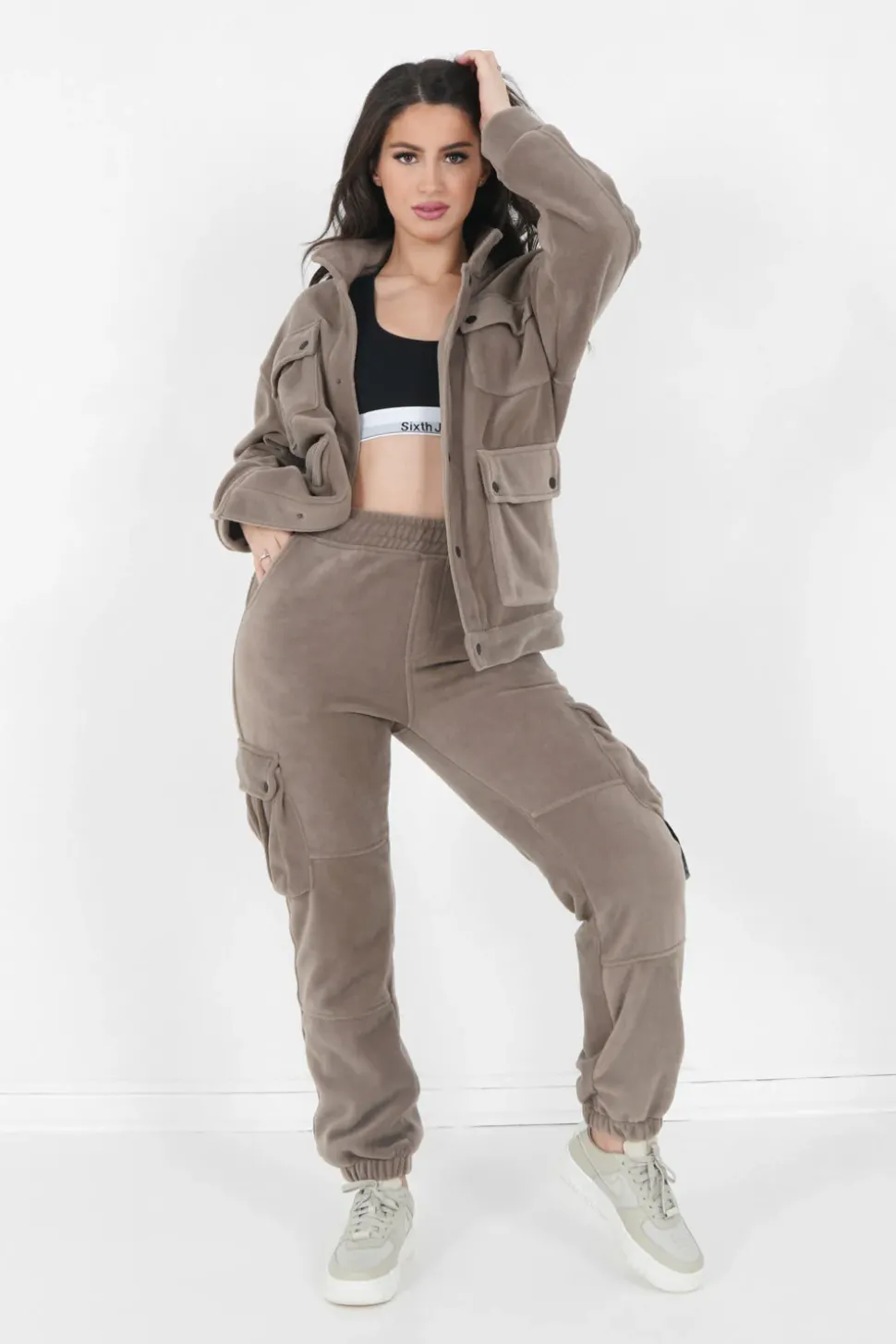 Veste Polaire Oversize Beige Fonce
