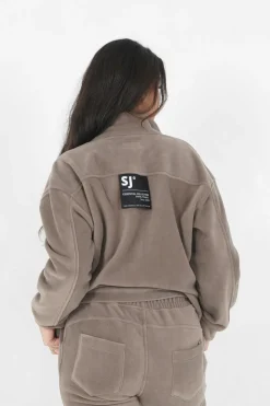 Veste Polaire Oversize Beige Fonce