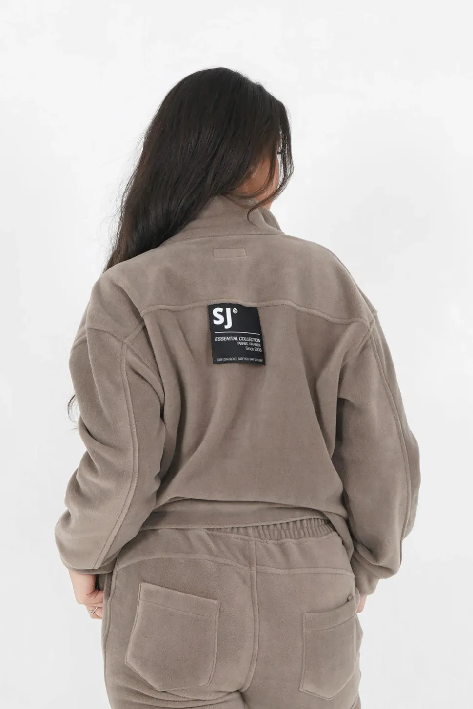 Veste Polaire Oversize Beige Fonce