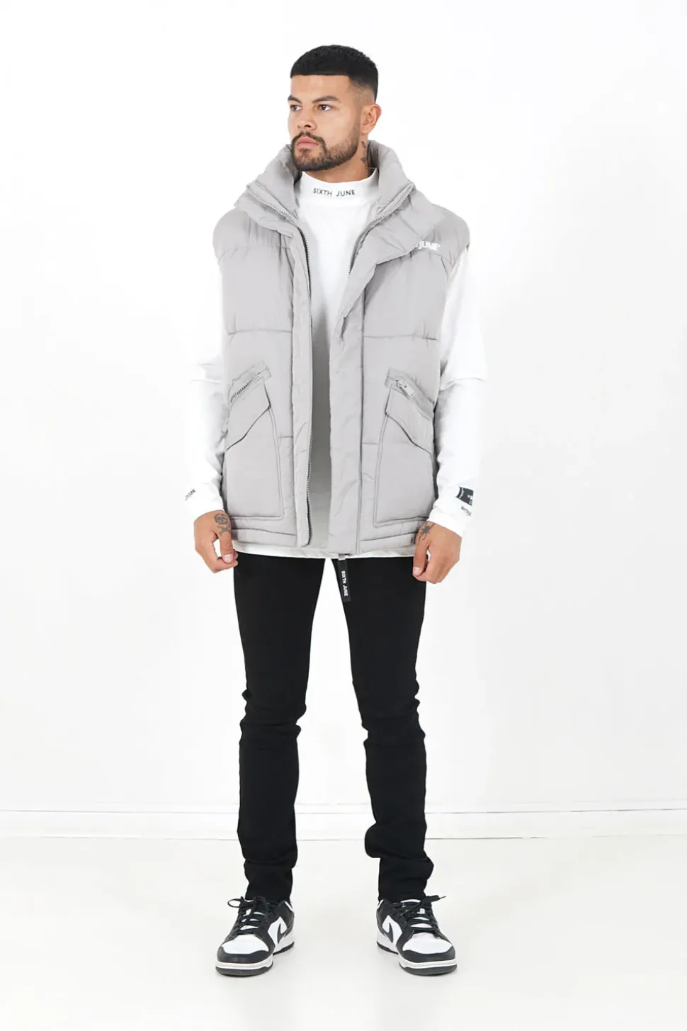 Veste Sans Manches Matelasse Gris