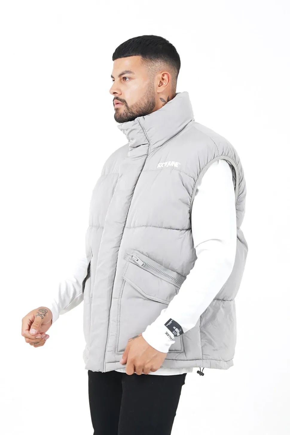 Veste Sans Manches Matelasse Gris