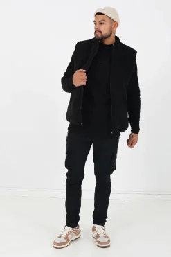 Veste Sherpa Sans Manches Noir