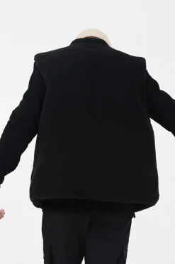 Veste Sherpa Sans Manches Noir