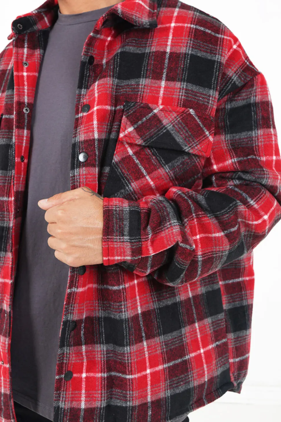 Veste Tartan Oversize Rouge