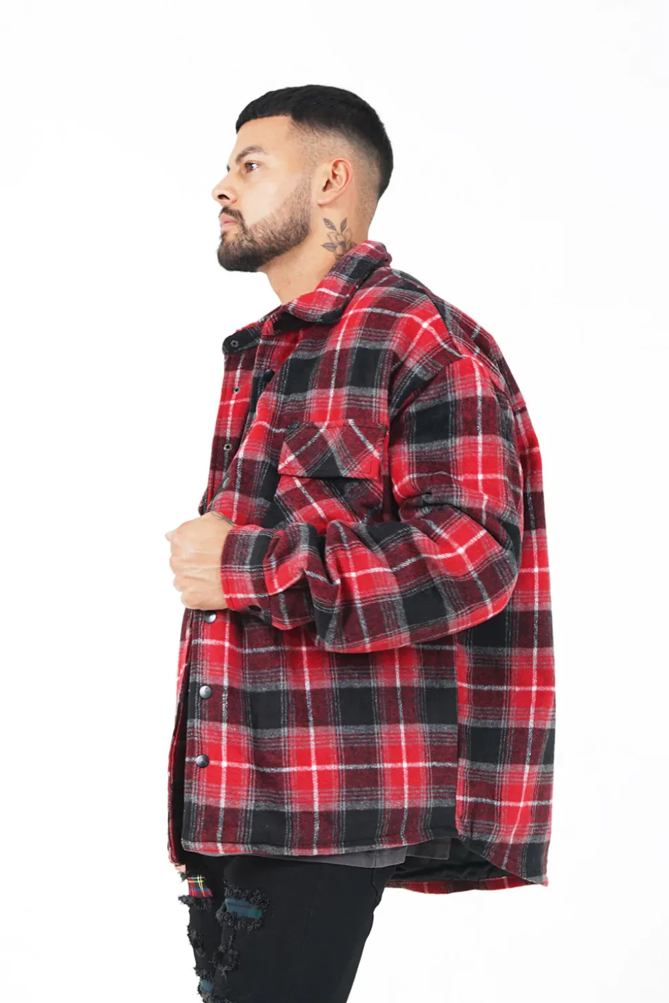 Veste Tartan Oversize Rouge