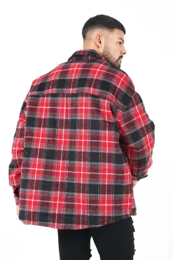 Veste Tartan Oversize Rouge