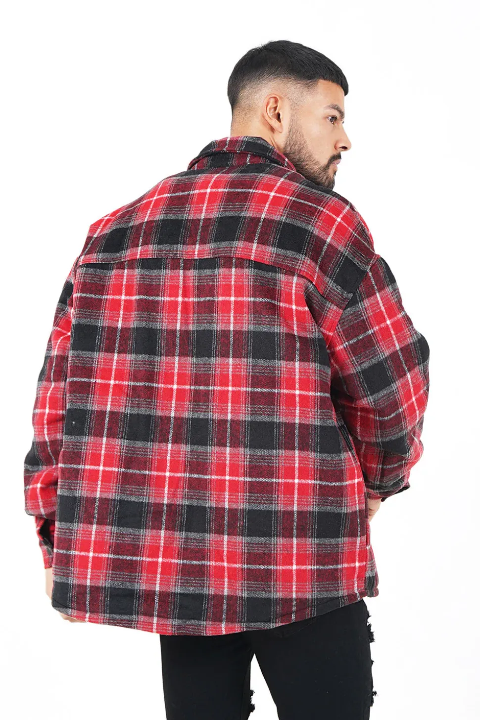 Veste Tartan Oversize Rouge