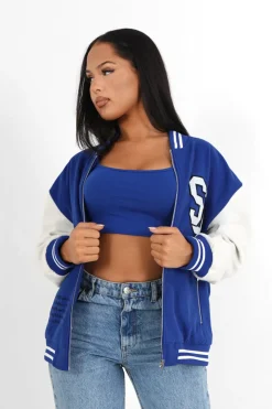Veste Teddy Bicolore Bleu