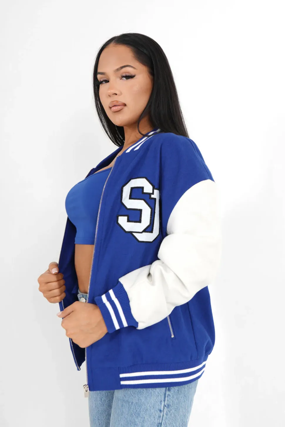 Veste Teddy Bicolore Bleu