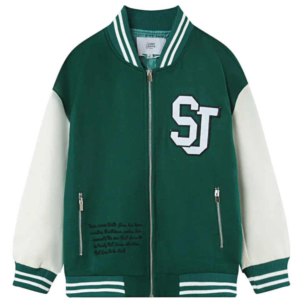 Veste Teddy Bicolore Vert Fonce